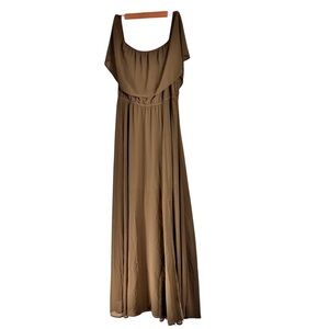 Baltic Born Victoria Off Shoulder Maxi Dress Size XXL Olive Green Event Formal
